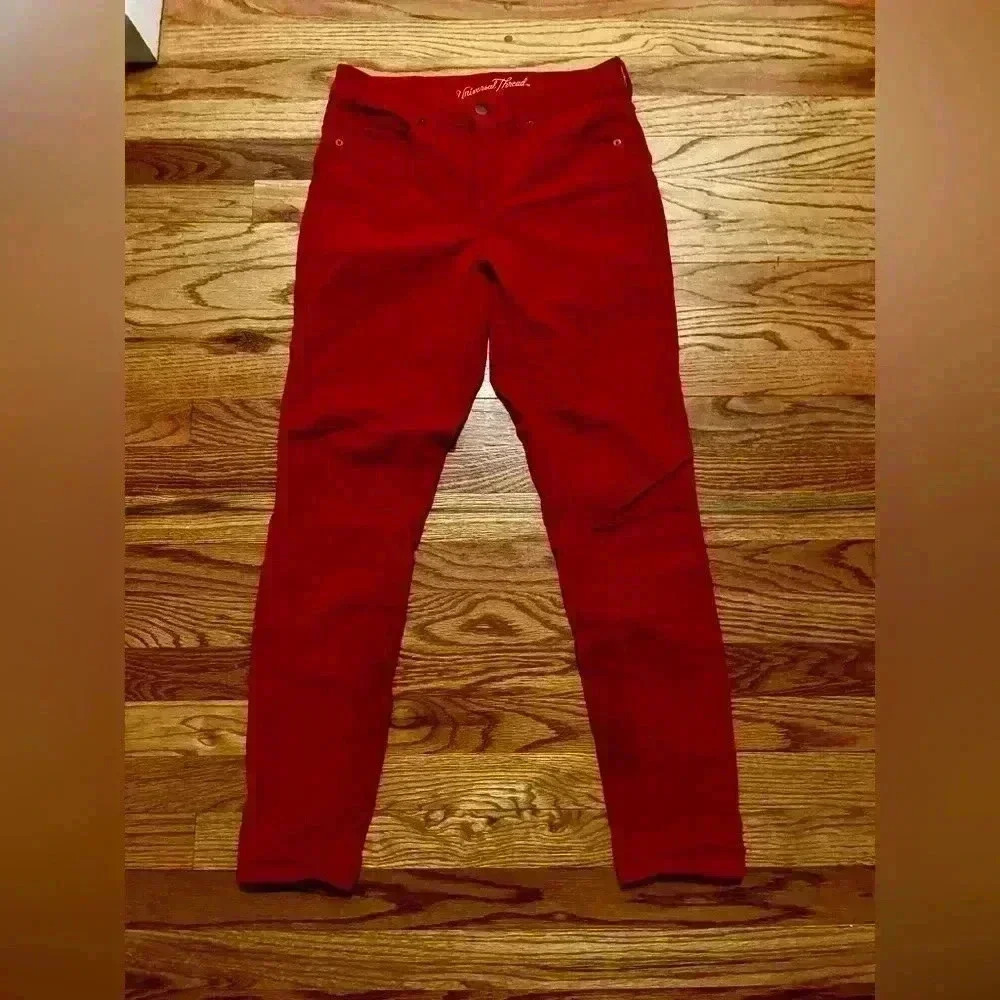 Universal Thread High Rise Red Velvet Pants - Skinny - Size 4